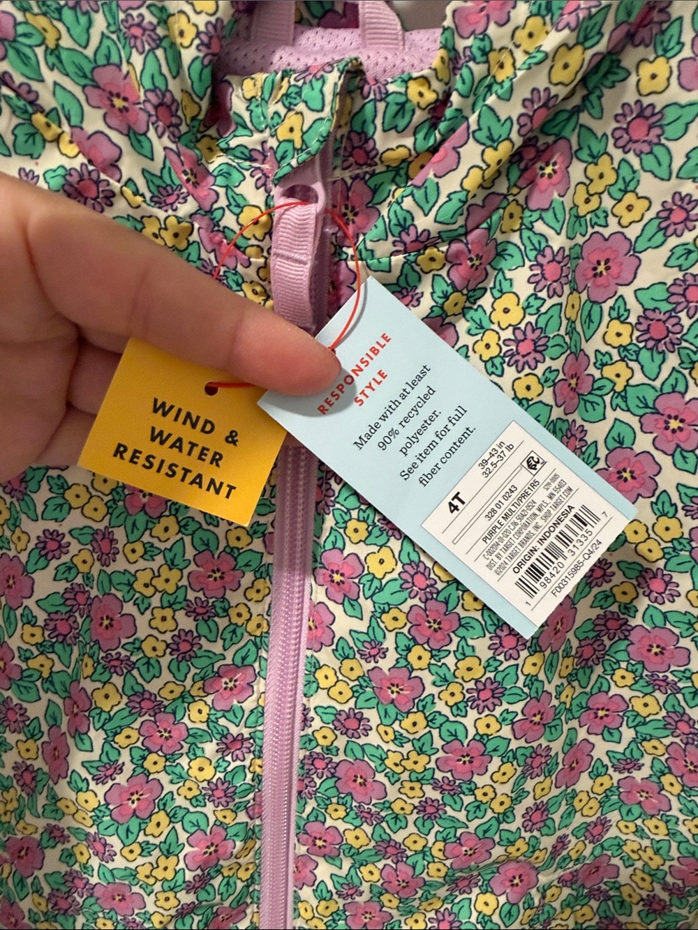 Girls Floral Lightweight Hooded Jacket - size 4T NWT - Picture 2 of 4